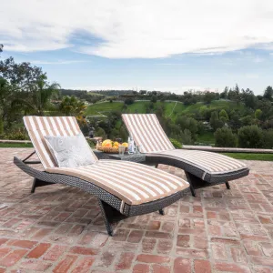 3pc Outdoor Wicker Chaise Lounge Chair & Table Set - NH190003