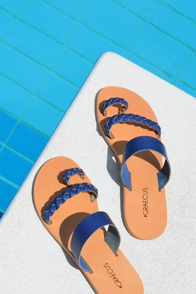 AGNOTIS Blue Leather Sandals