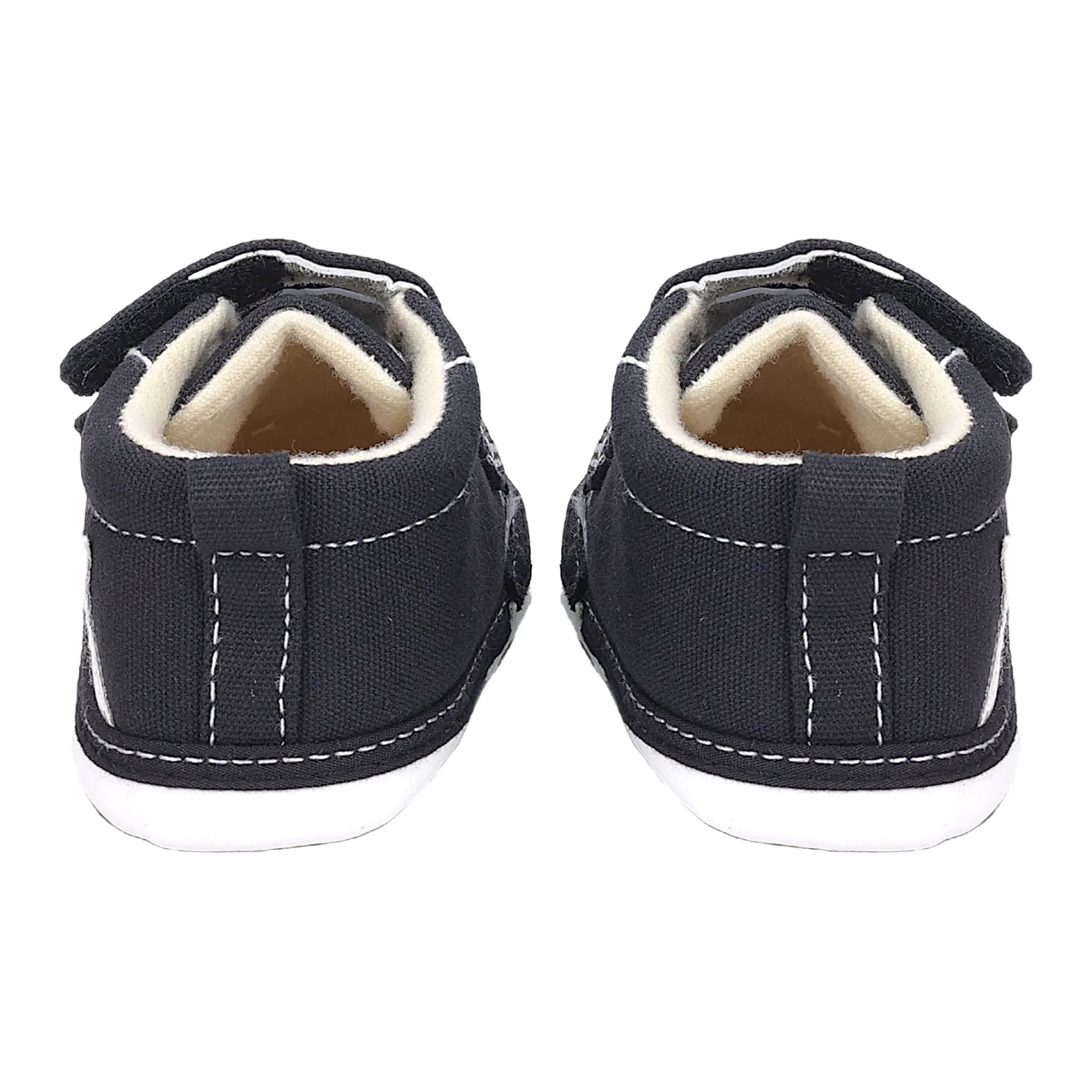 Baby Moo Casual Hook Loop Anti-Skid Classic Canvas Sneakers - Black