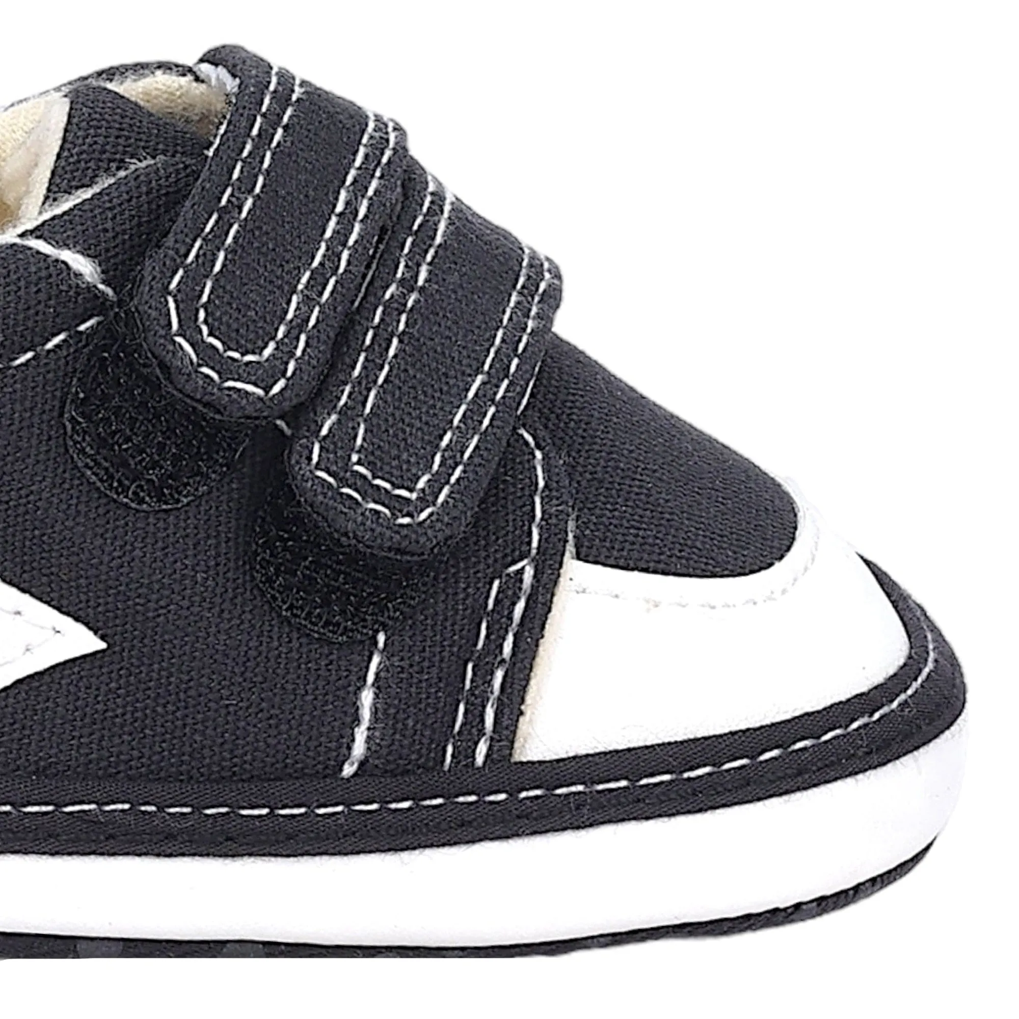 Baby Moo Casual Hook Loop Anti-Skid Classic Canvas Sneakers - Black