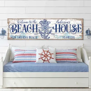 Beach House Sign - Welcome to our Beach House with Anchor