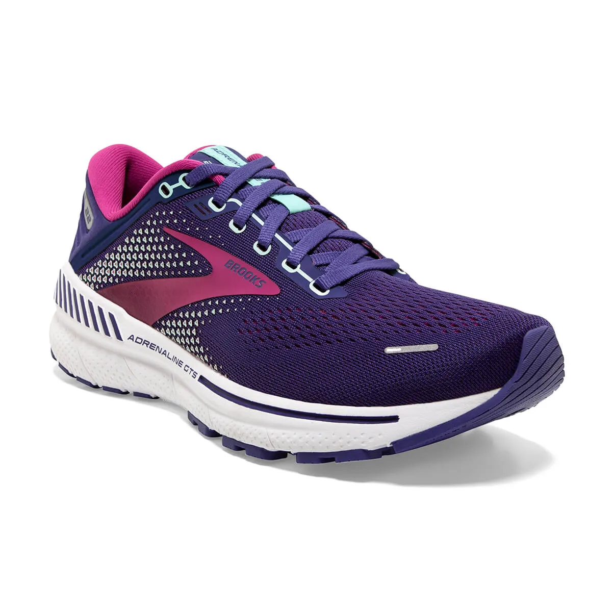 Womens Brooks Adrenaline GTS 22 Running Shoes - Navy/Yucca/Pink