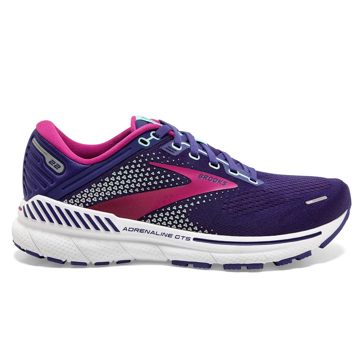 Womens Brooks Adrenaline GTS 22 Running Shoes - Navy/Yucca/Pink