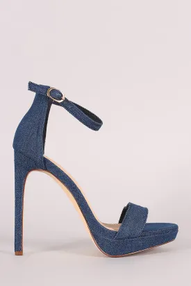 Liliana Denim Ankle Strap Platform Heel