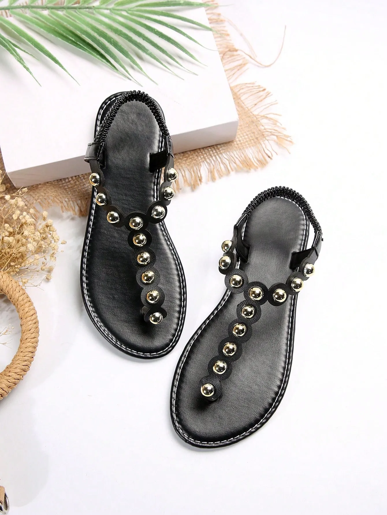 Pearl Roman Flat Sandals Shoes