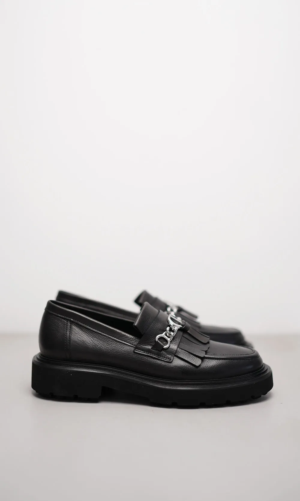 Schwarz Black Mara Loafers With Silver Chain