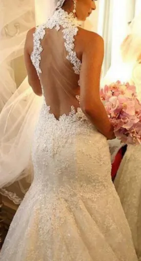 Sexy Wedding Dress, Mermaid Wedding Dresses, High Neck Wedding Dress