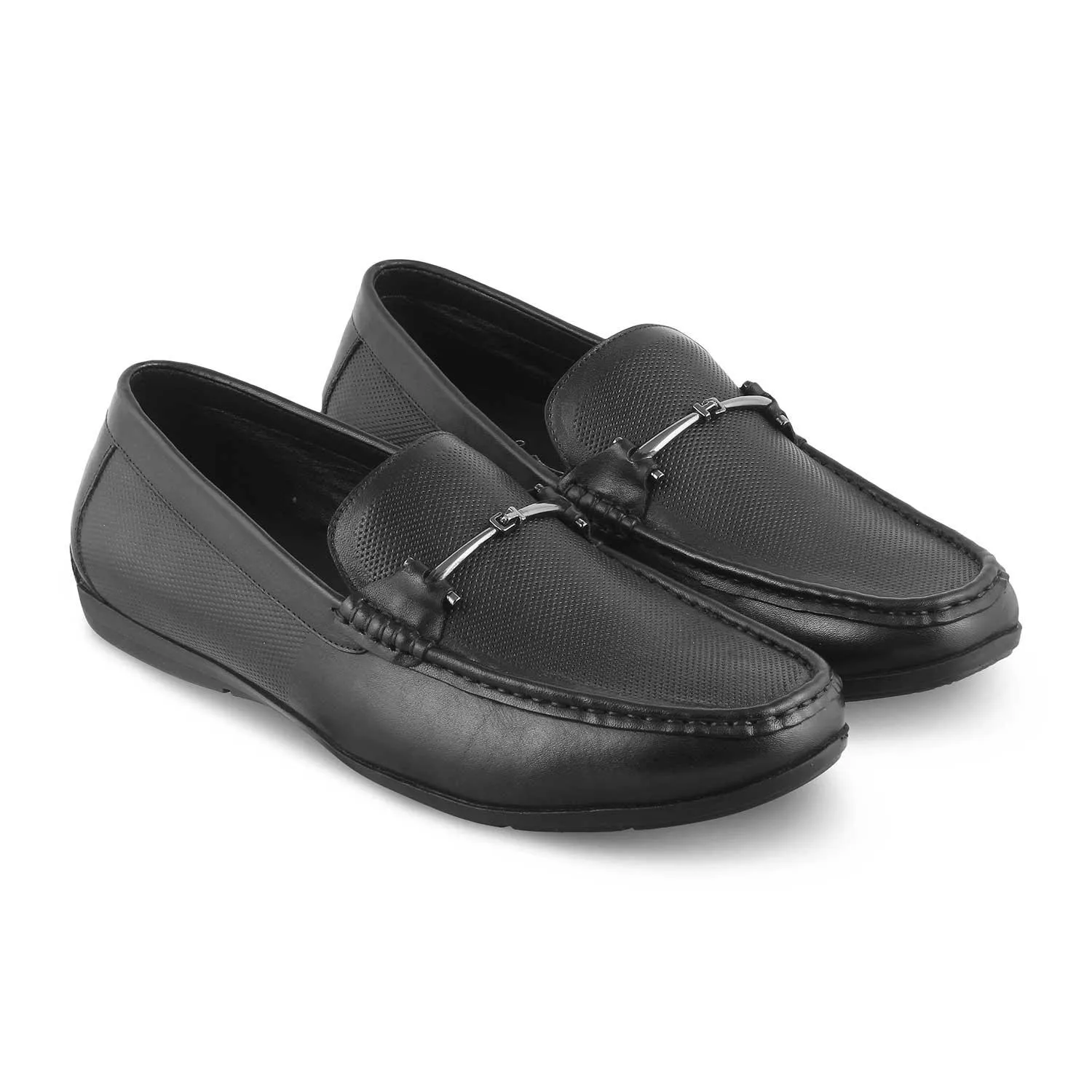 The Nimbia Black Men's Leather Loafers Tresmode