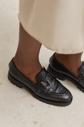 Trini Loafer in Black   Croco Size 41