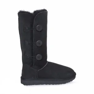 UGG Bailey Button Triplet II Black Boots - Kids