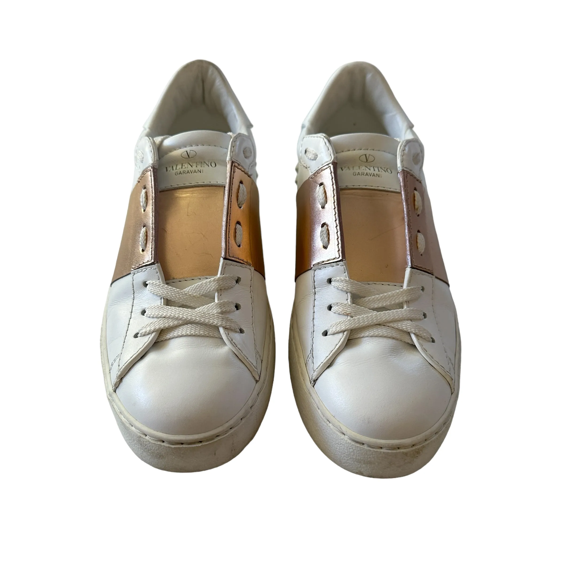 White / Rose Gold Sneakers - 7.5