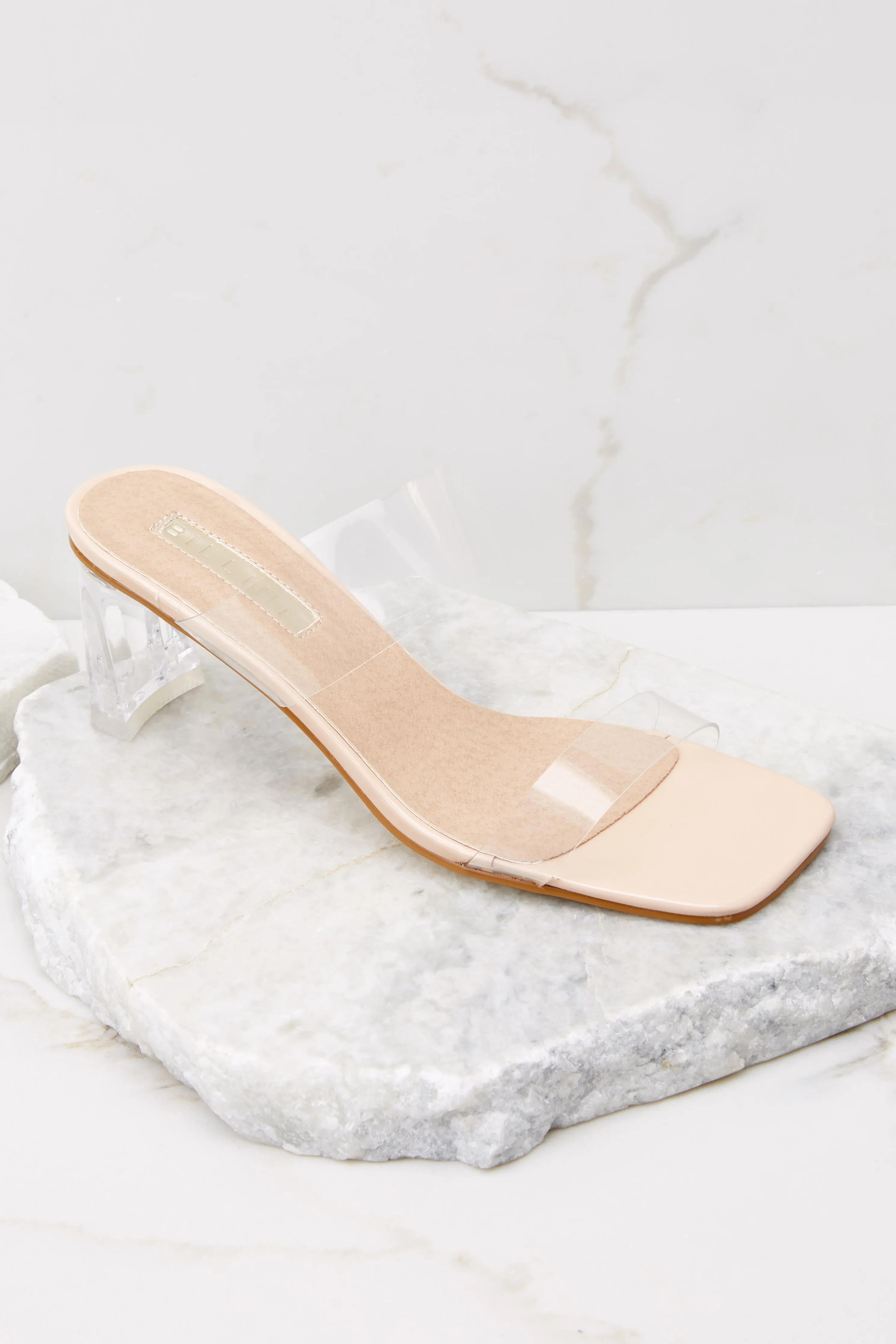 Xenia Elegant Nude Patent Clear High Heels