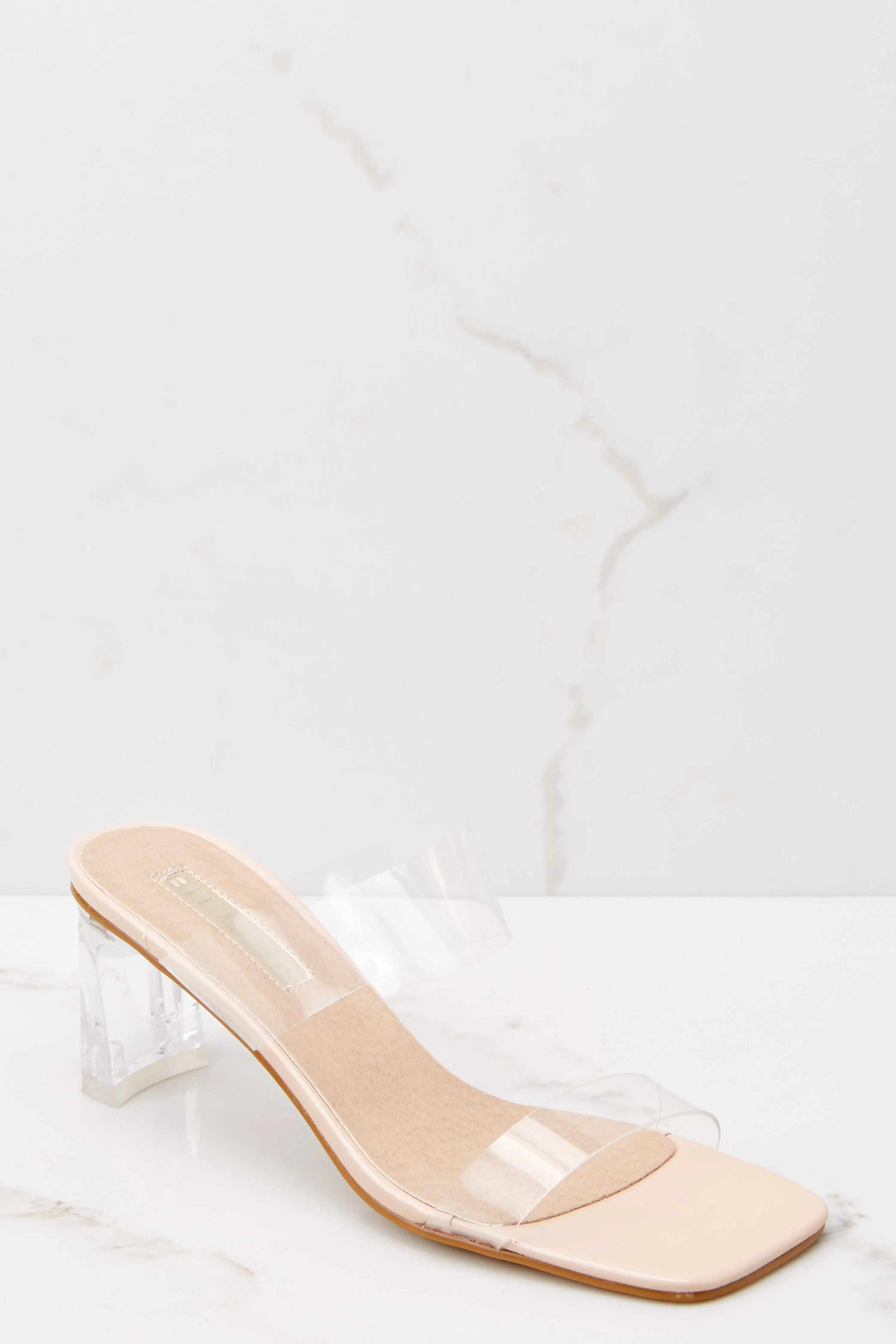 Xenia Elegant Nude Patent Clear High Heels